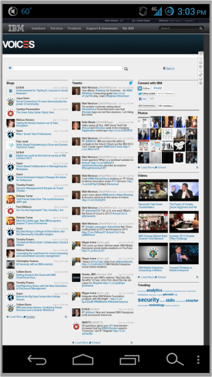 Screenshot of IBM.com/Voices running on a mobile device